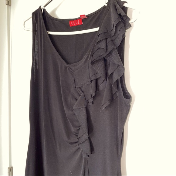 Elle Sleeveless Little Black Dress A-Line with Ruffle Detail - size M - Picture 1 of 6